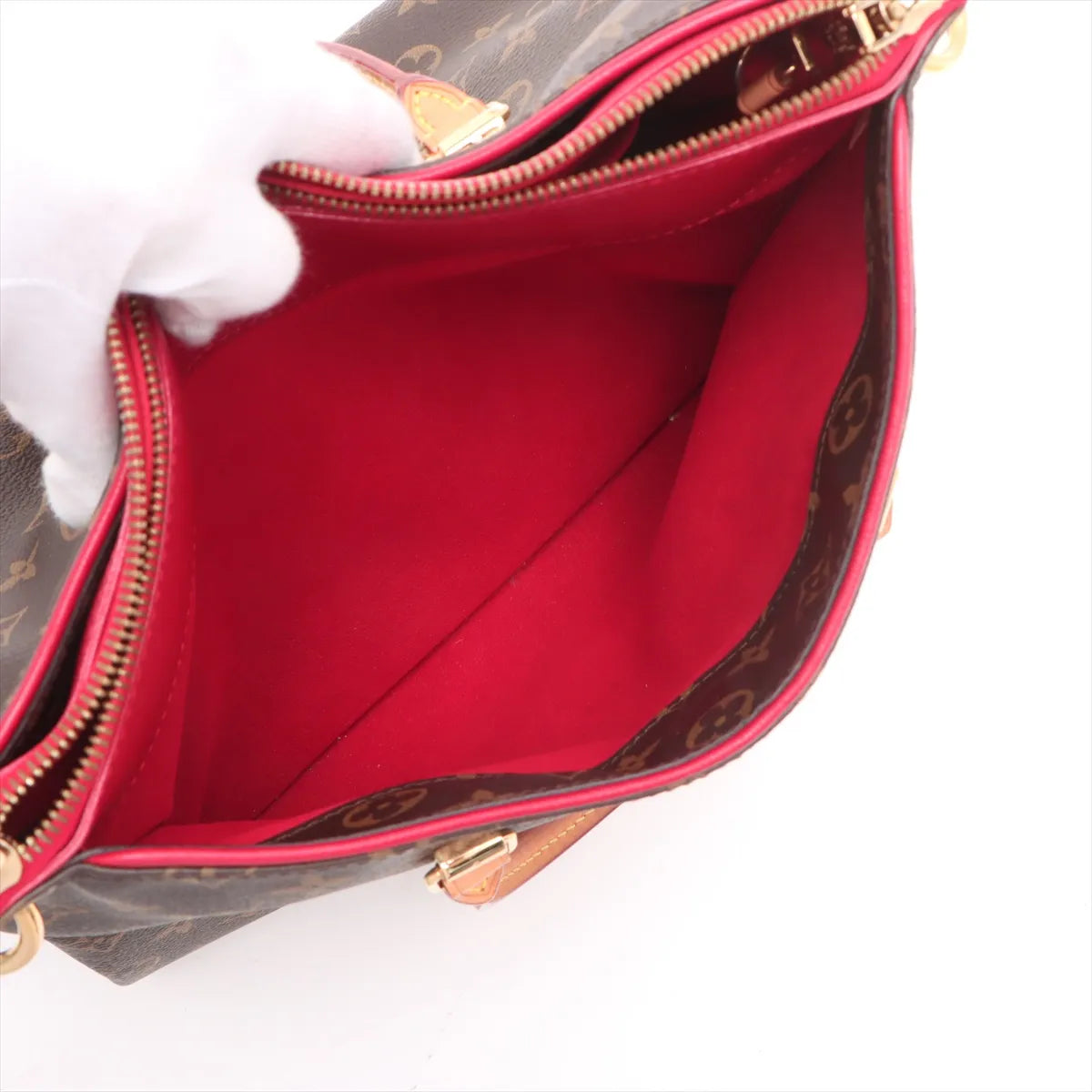 Louis Vuitton Monogram Pallas Handbag Brown x Red