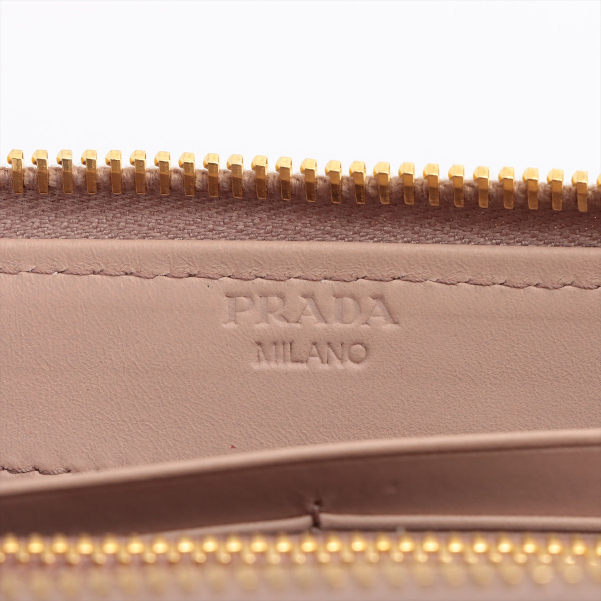 Prada Saffiano Studded Zippy Wallet Beige