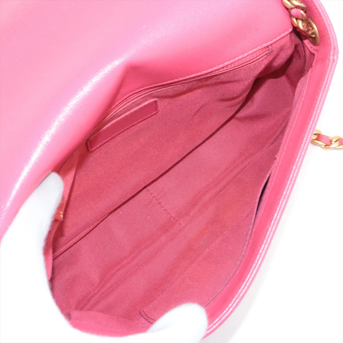 Chanel CC Logo Matelasse Caviar Skin Chain Shoulder Bag Pink