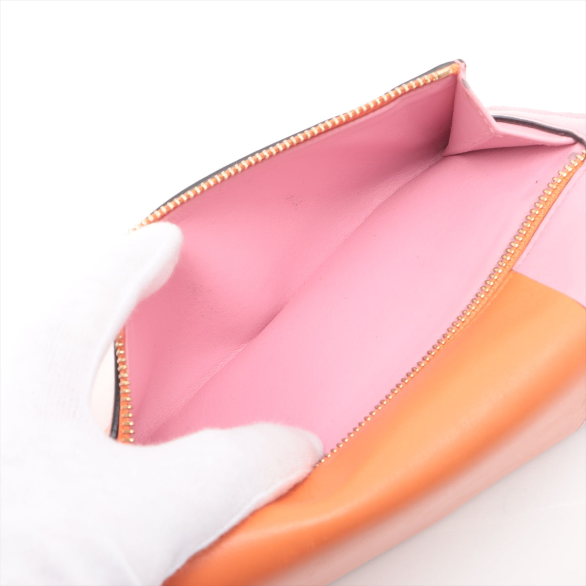 Loewe Anagram Bicolor Leather Wallet Pink x Orange