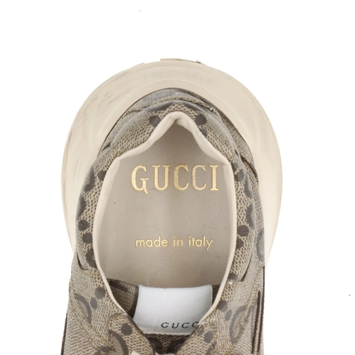 Gucci Rhyton Leather Sneakers Mens Beige