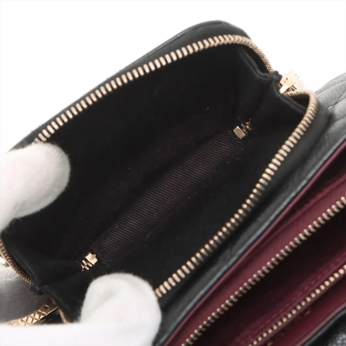 Chanel CC Logo Matelasse Caviar Skin Chain Shoulder Bag Black