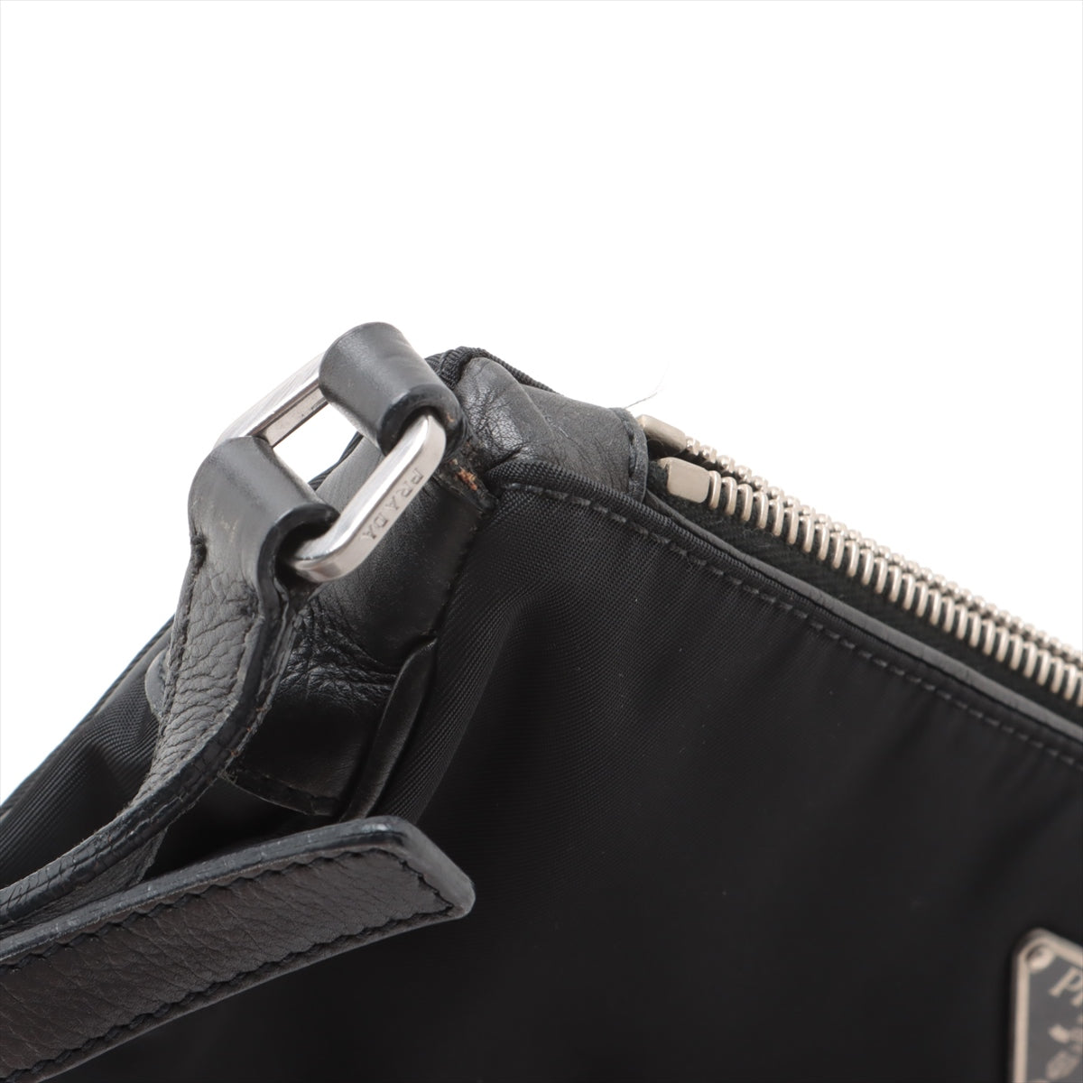 Prada Tessuto Nylon Leather Shoulder Bag Black
