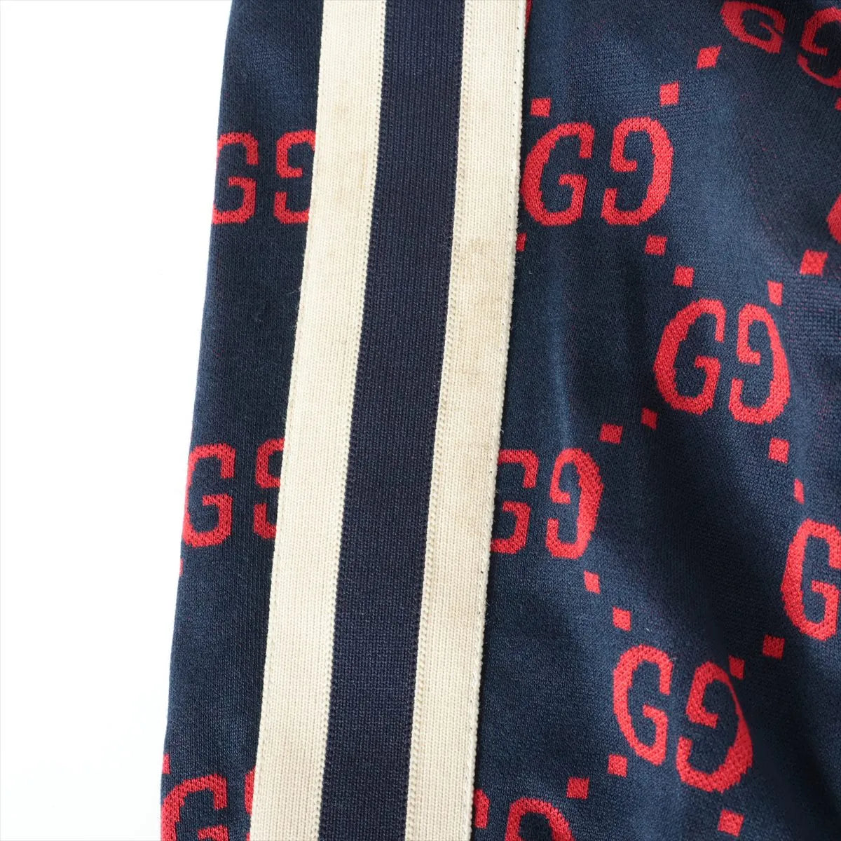 Gucci GG Jacquard Cotton Track Pants Navy Blue x Red