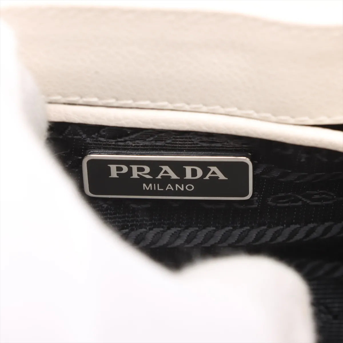 Prada Leather Chain Shoulder Bag White