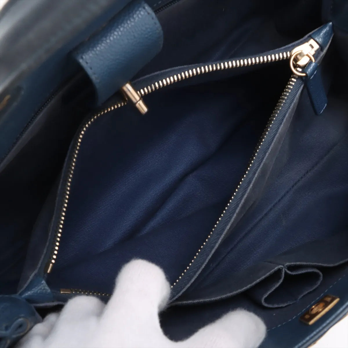 Chanel CC Logo Caviar Skin Two-Way Handbag Blue