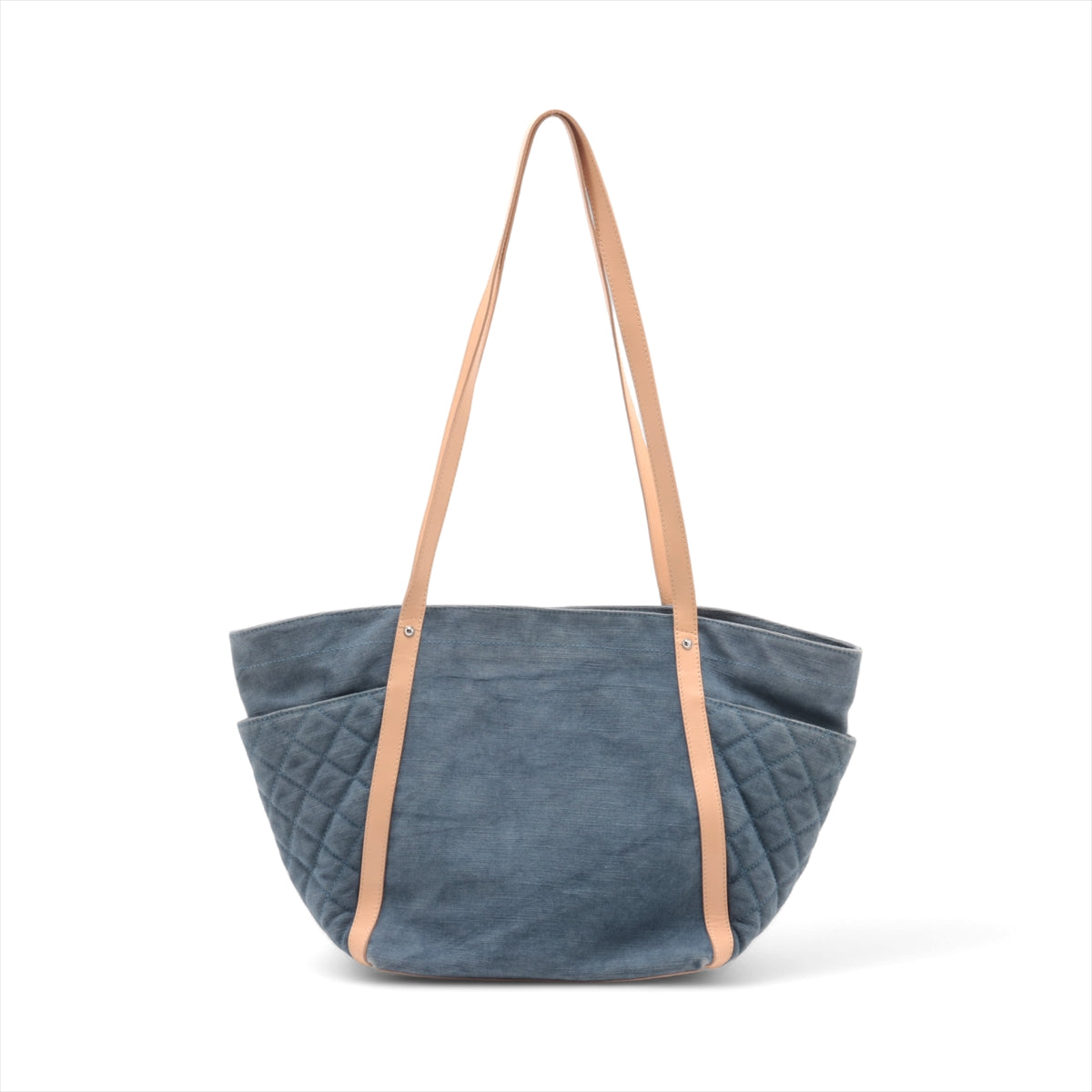 Chanel CC Logo Flower Denim Tote Bag Blue