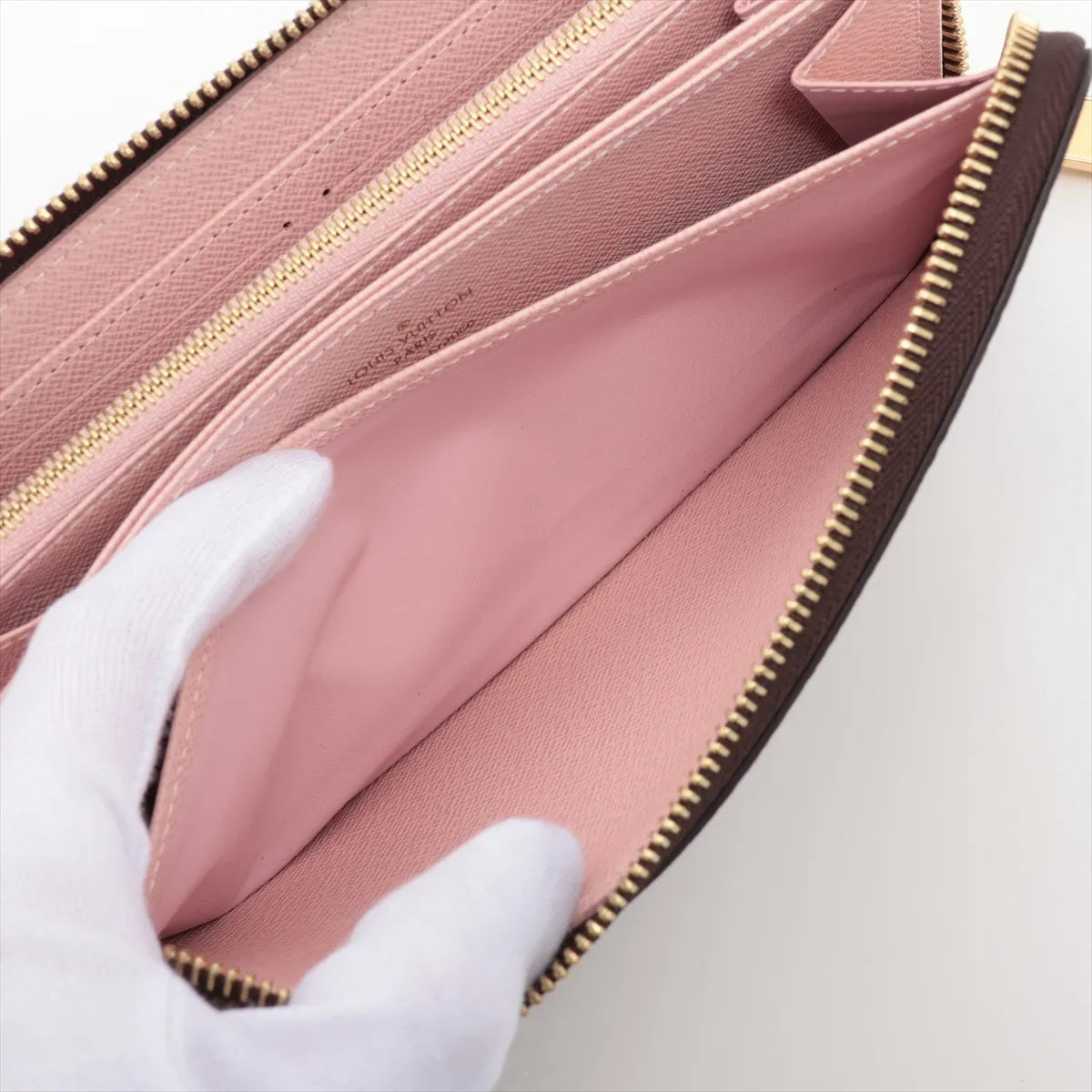 Louis Vuitton Damier Ebene Zippy Wallet Rose Ballerine