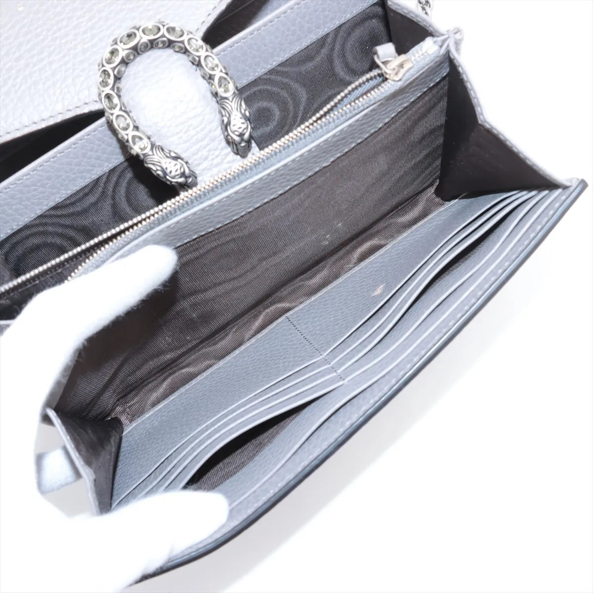 Gucci Dionysus Leather Chain Wallet Gray