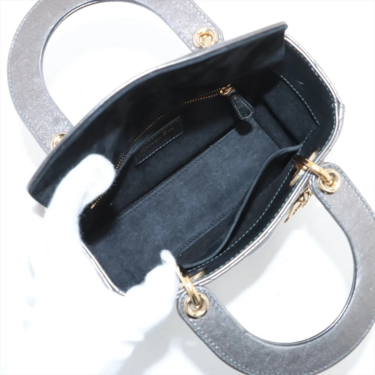 Christian Dior My Lady Dior Cannage Shoulder Bag Metallic Gray