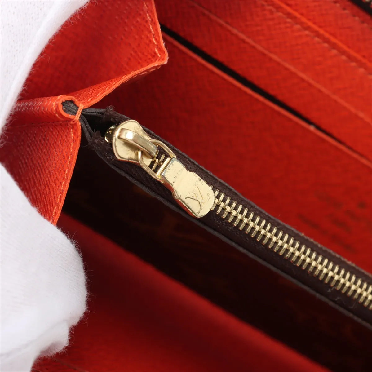 Louis Vuitton Monogram Clemence Wallet Brown x Orange