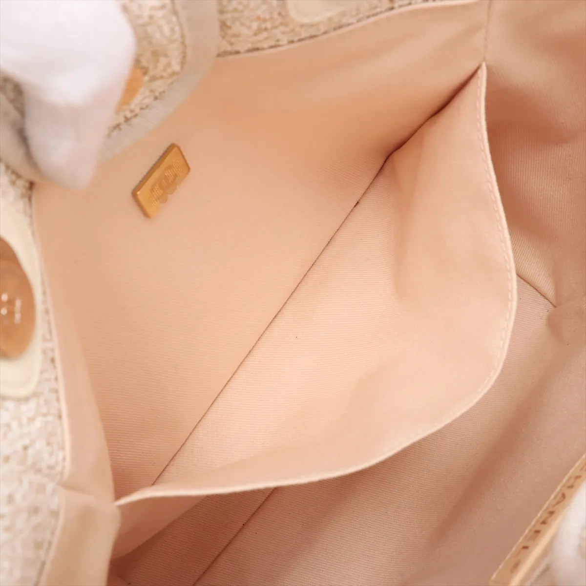 Chanel Deauville PM Tweed Leather Chain Tote Bag White