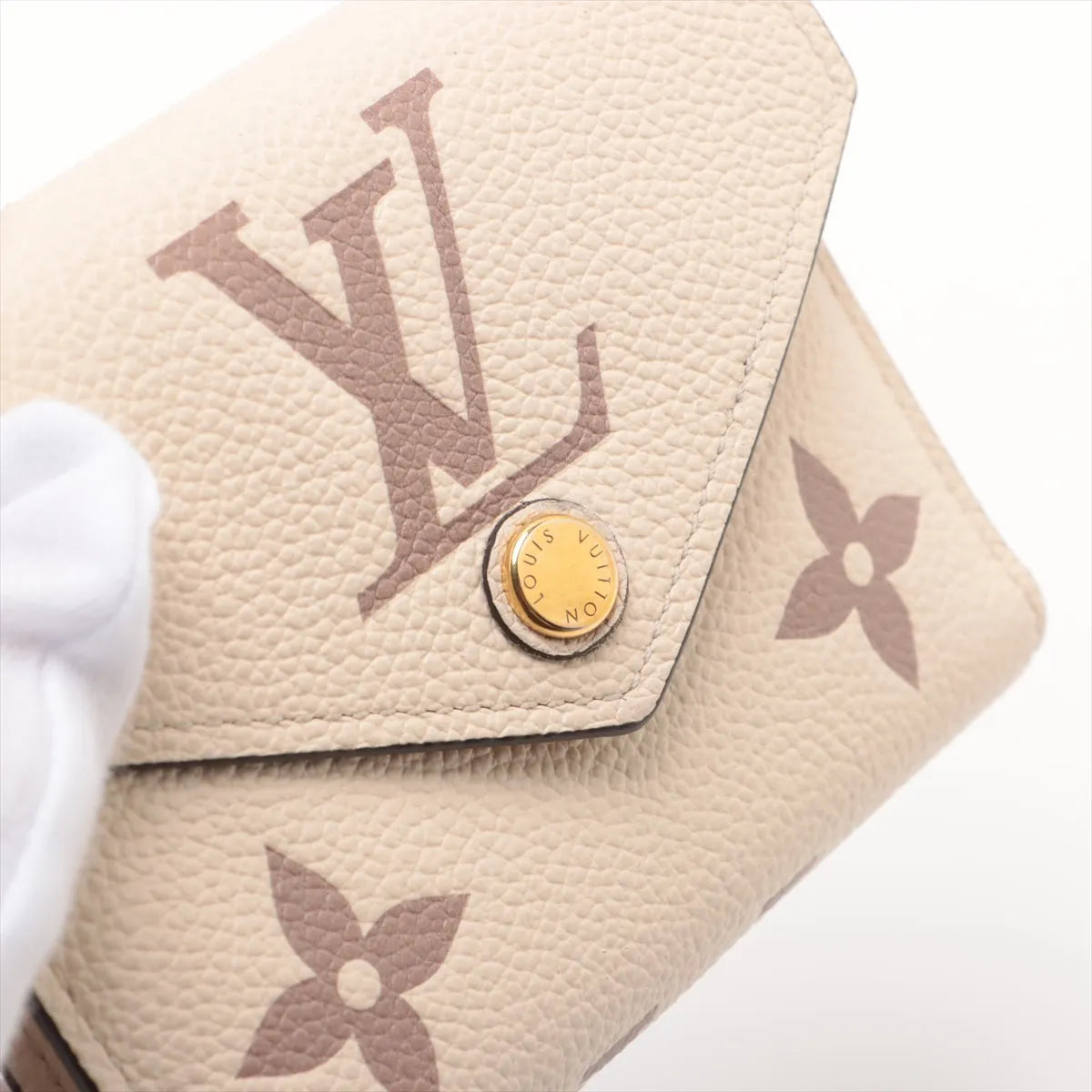 Louis Vuitton Bicolor Giant Monogram Empreinte Victorine Wallet Beige x Bois Rose