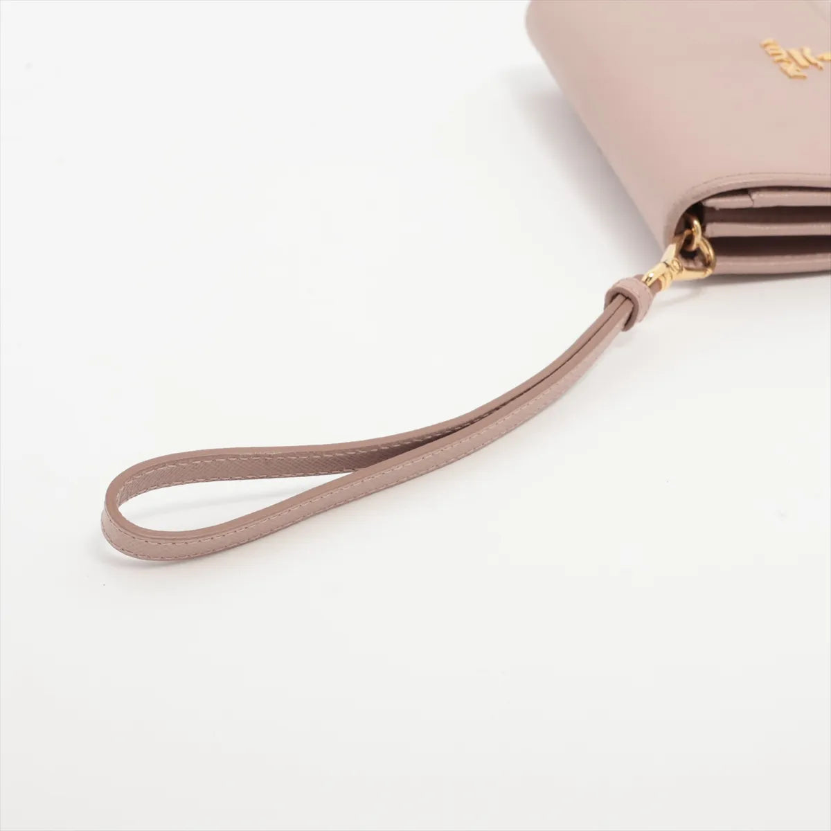 Prada Saffiano Leather Compact Wallet Beige