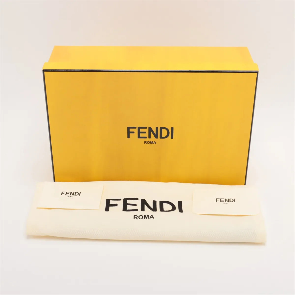 Fendi FF Diamonds Continental Logo Leather Chain Shoulder Bag Brown