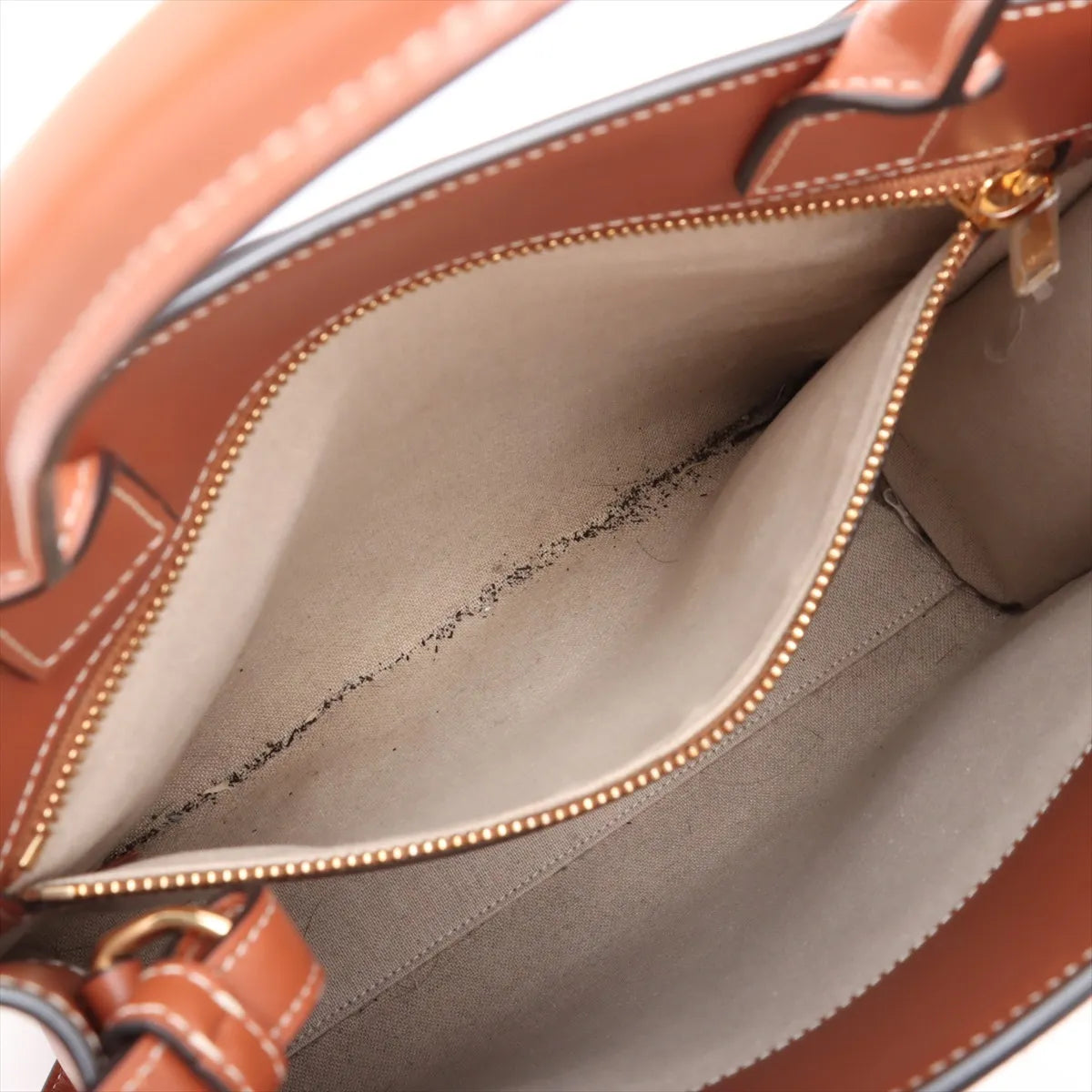 Celine Monogram Cloth Vertical Cabas Tote Shoulder Bag Beige x Brown