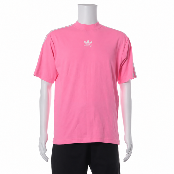 Balenciaga x adidas Distressed Cotton T-Shirt — Pink, XXS