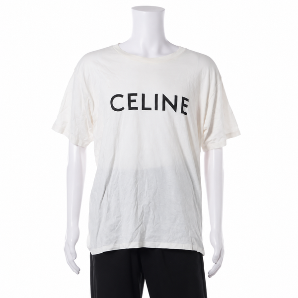 Celine Cotton T-Shirt — White, XL