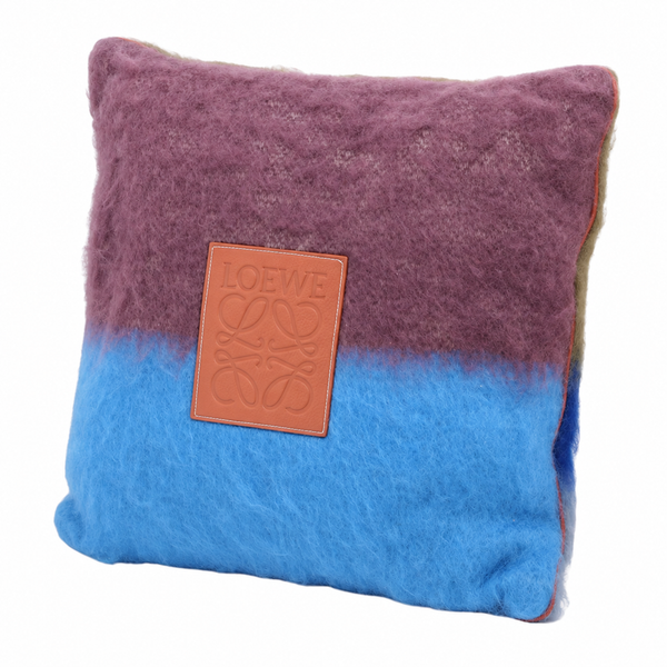 Loewe Anagram Mohair & Wool Cushion — Blue