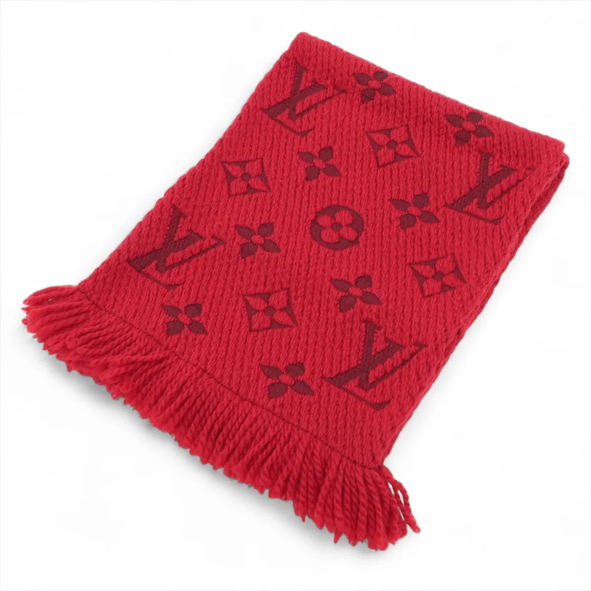 Louis Vuitton Écharpe Logomania Wool & Silk Scarf — Ruby; actual item photo 1