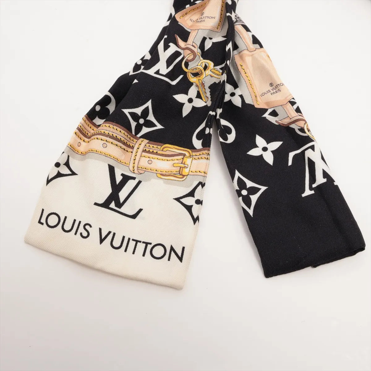 Louis Vuitton Monogram Confidential Silk Bandeau — Black & White; actual item photo 2