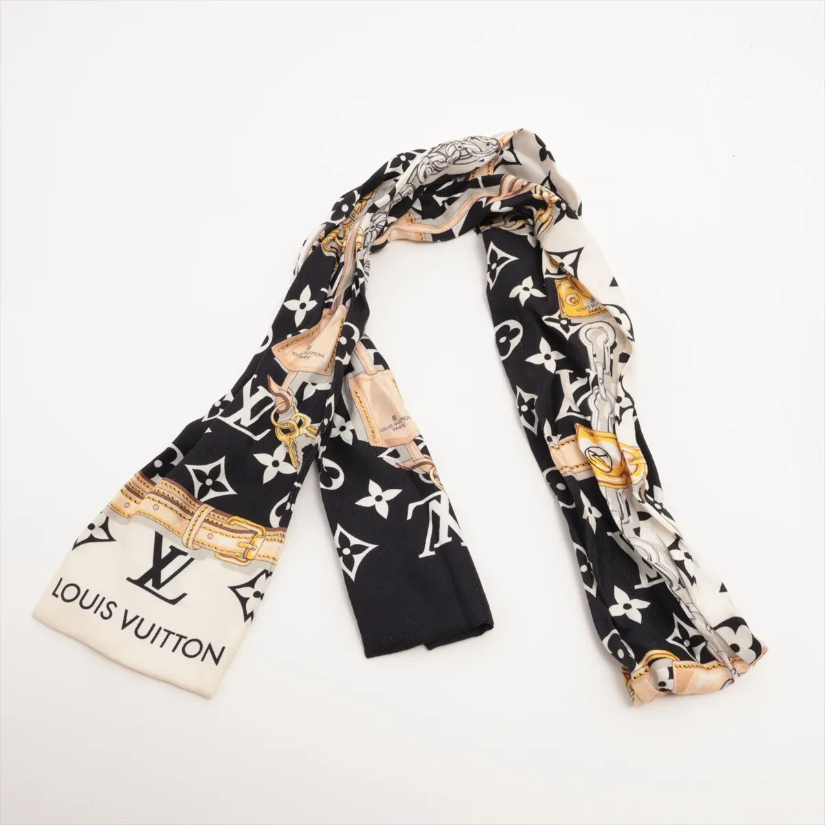 Louis Vuitton Monogram Confidential Silk Bandeau — Black & White; actual item photo 1