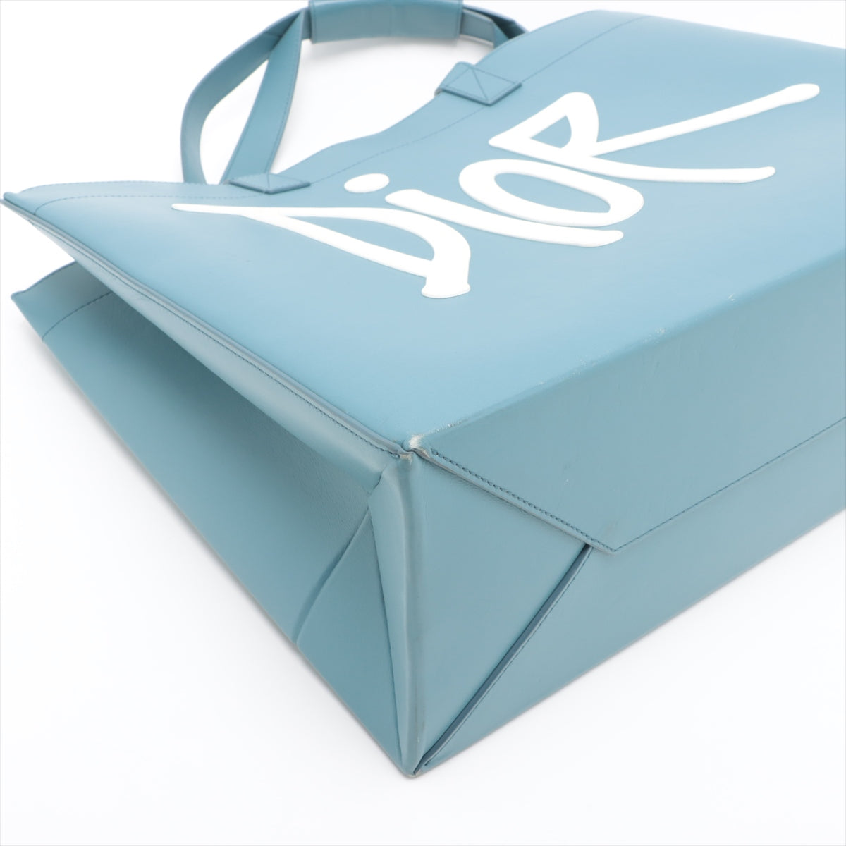 Best Seller Christian Dior x Shawn Stussy Logo Leather Tote Bag Blue