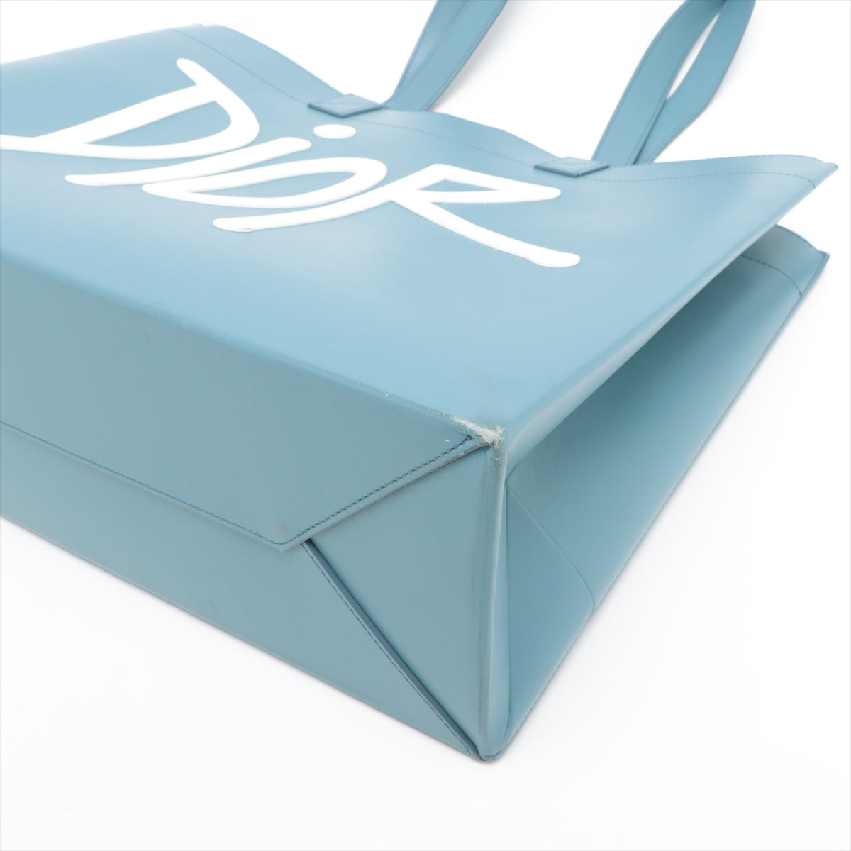 Buy Christian Dior x Shawn Stussy Logo Leather Tote Bag Blue