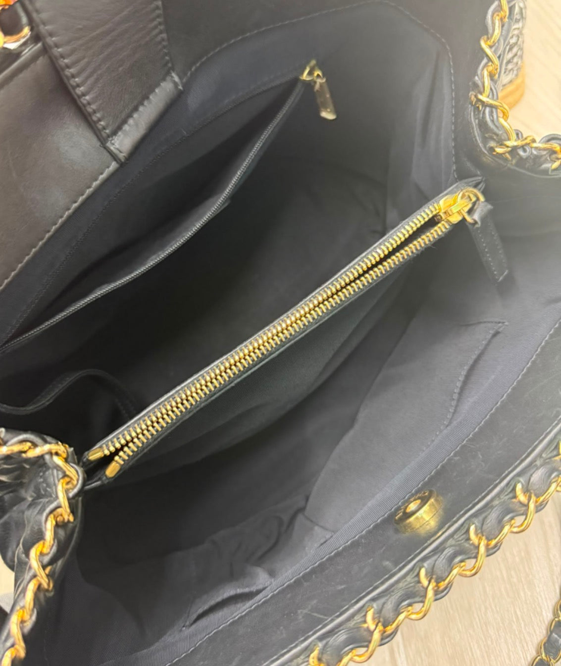 Chanel Quilted Leather Chain Tote Bag
