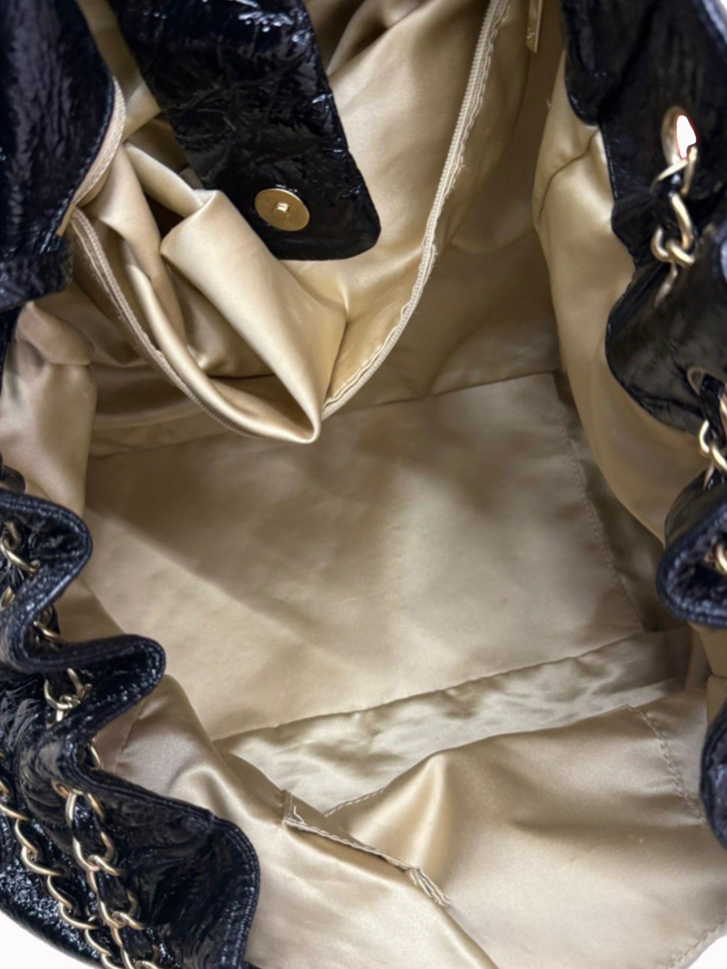 Chanel Vinyl XL Rock and Chain Flap Hobo Bag — Black