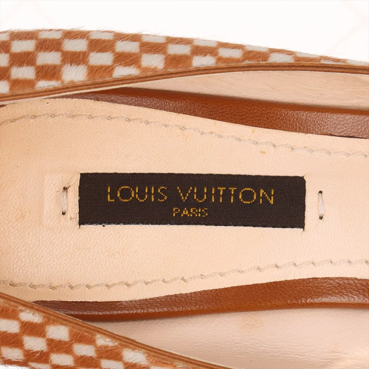 Louis Vuitton Damier Sequin Pumps — Brown & Ivory, 37; actual item photo 9