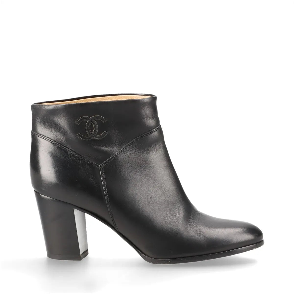 Chanel CC Leather Ankle Boots — Black, 37.5; actual item photo 3