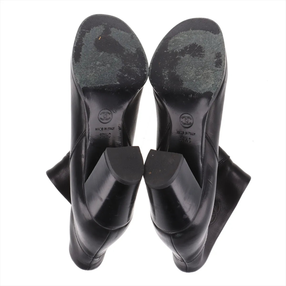 Chanel CC Leather Ankle Boots — Black, 37.5; actual item photo 8