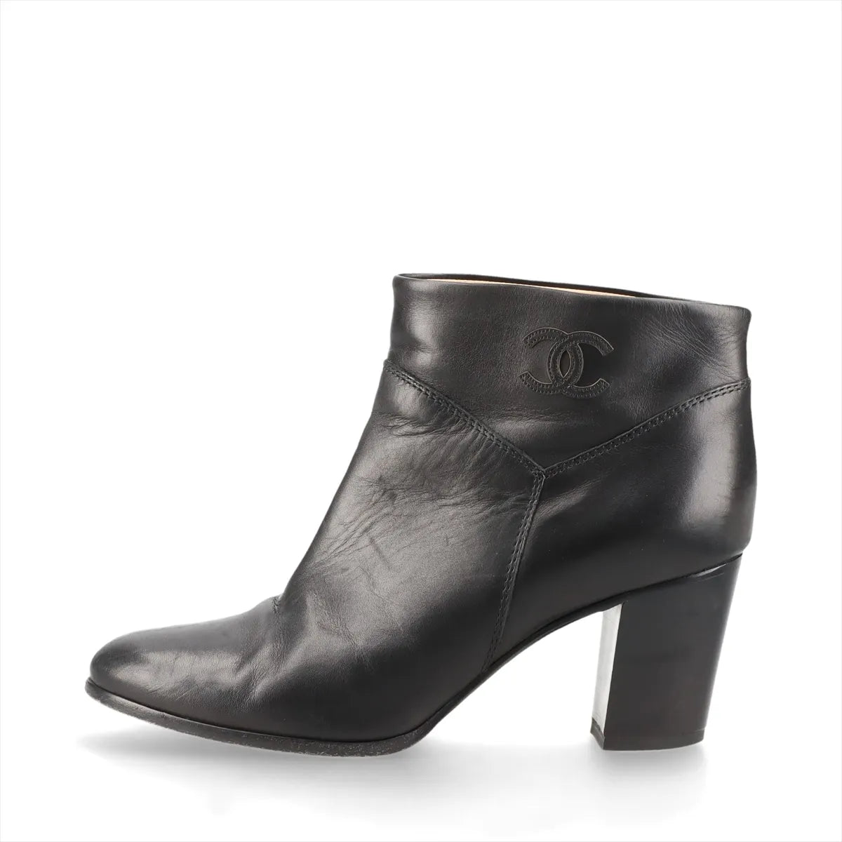 Chanel CC Leather Ankle Boots — Black, 37.5; actual item photo 1