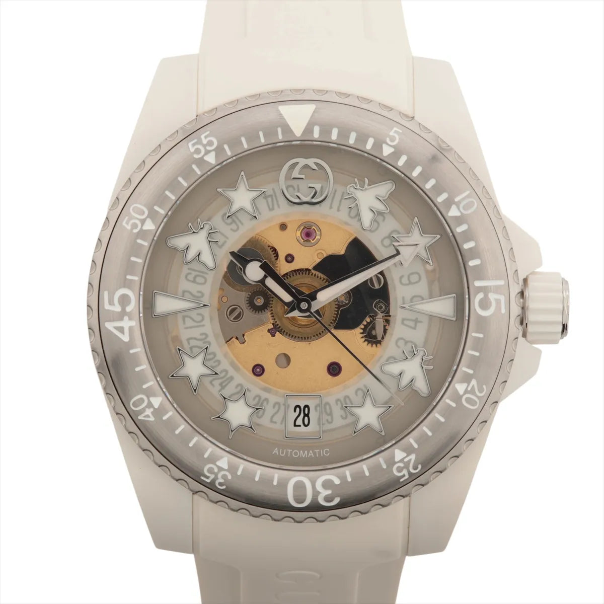 Gucci Dive 136.3 Automatic Skeleton Watch — White — actual item front view