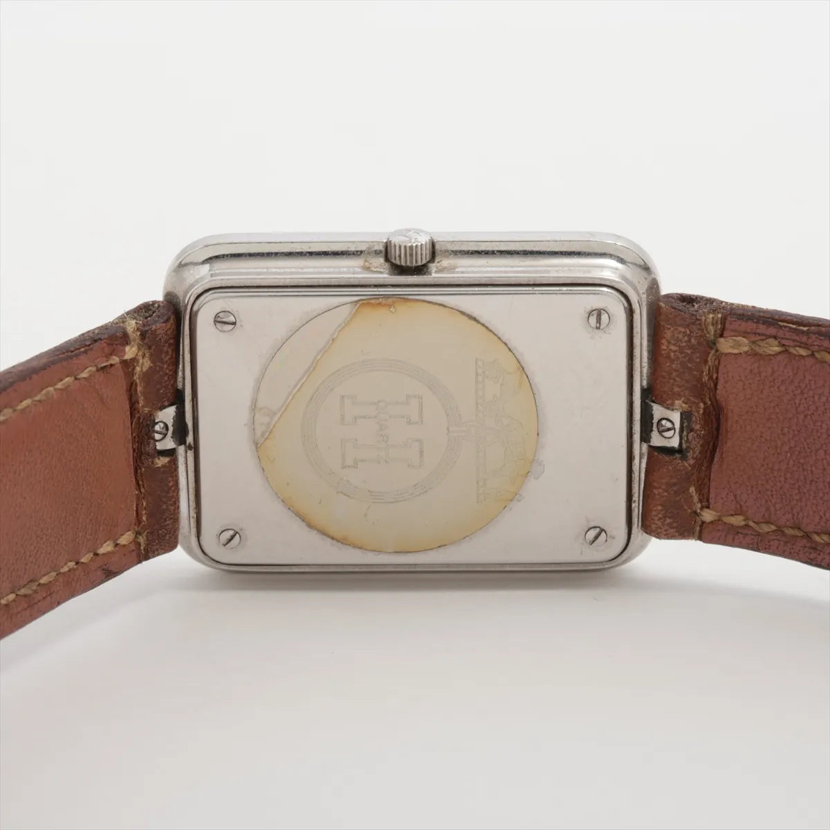 Hermes Croisière Rectangular Quartz Watch — Brown Leather — actual item, additional view 8