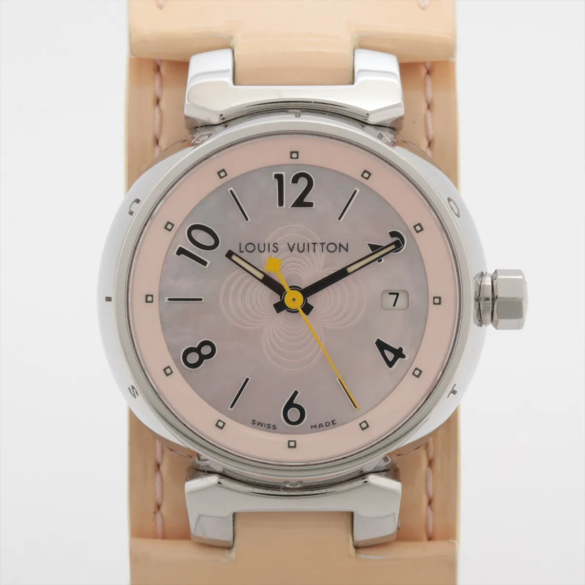 Louis Vuitton Tambour Q1216 Quartz Watch — Pink Mother of Pearl — actual item front view