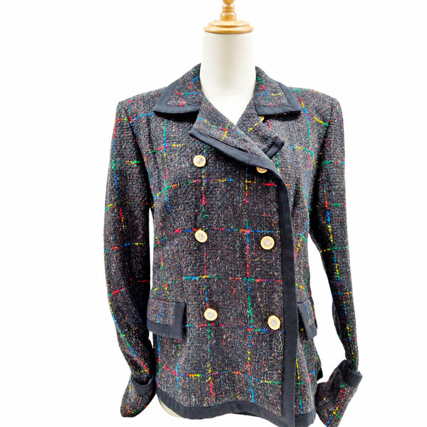 Versace Jeans Couture Multicolor Tweed Double-Breasted Jacket — 44