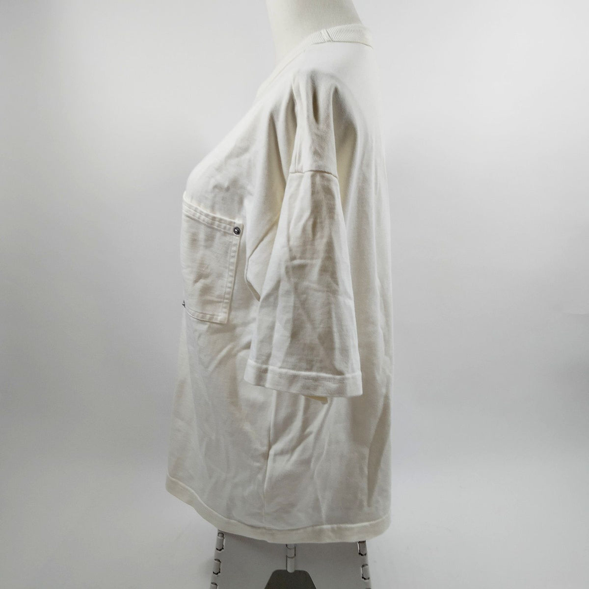 Bottega Veneta Cream Rivet-Pocket Cotton T-Shirt — XS — original detail 1