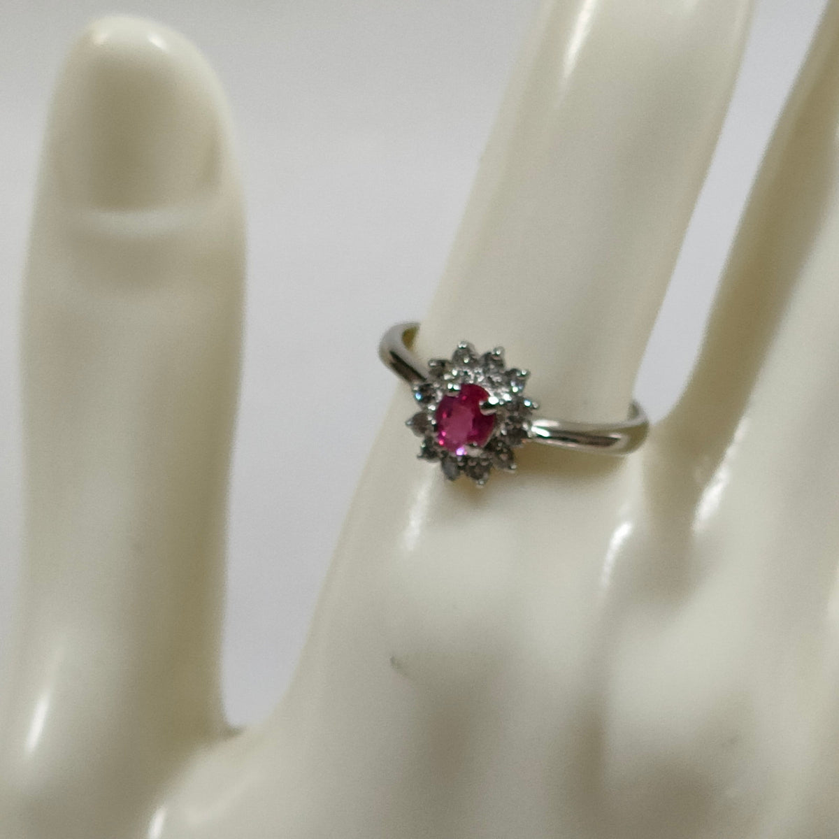 Pt900 Platinum 0.45 ct Ruby & Diamond Halo Ring — original detail