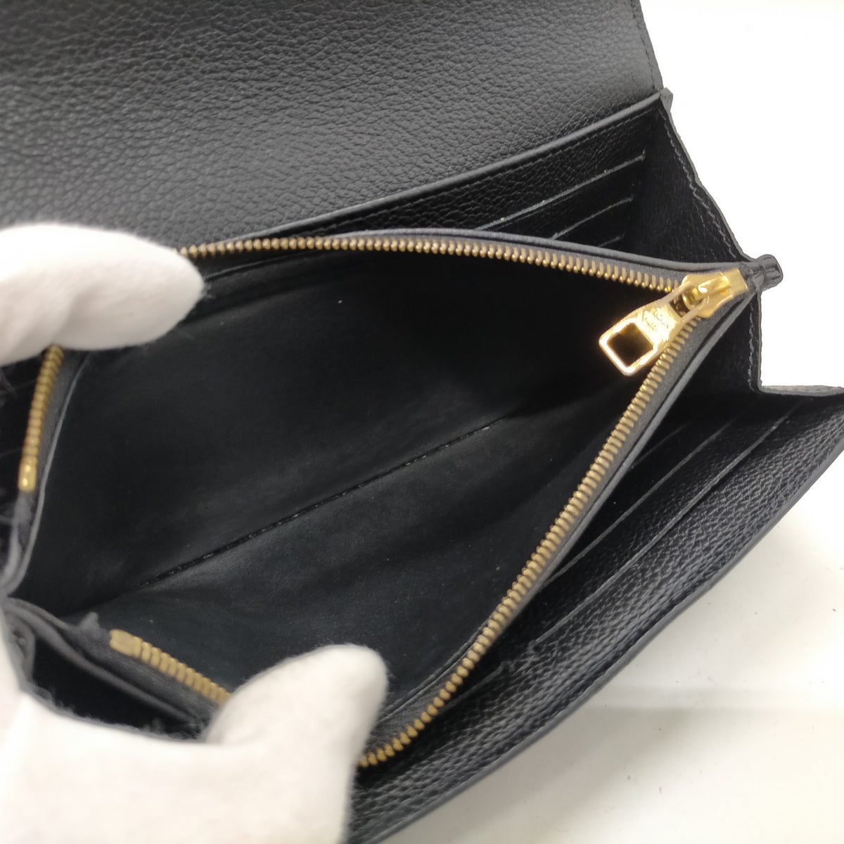 Louis Vuitton Black Monogram Empreinte Envelope Wallet — Personalized — detail 5