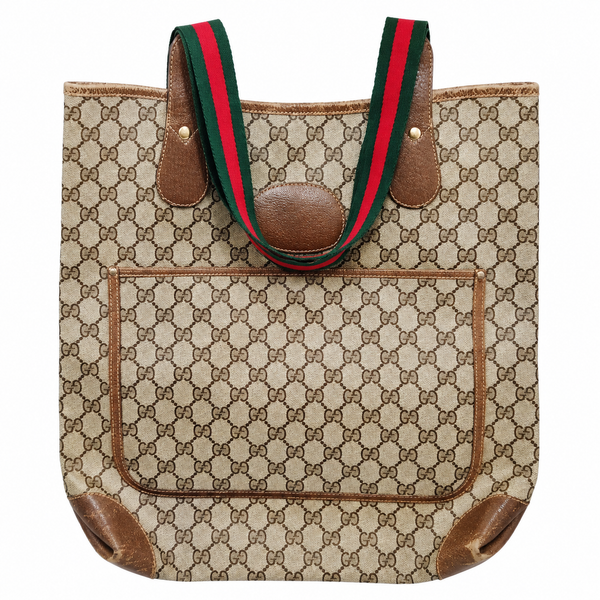 Gucci Beige GG Canvas Web-Handle Tote