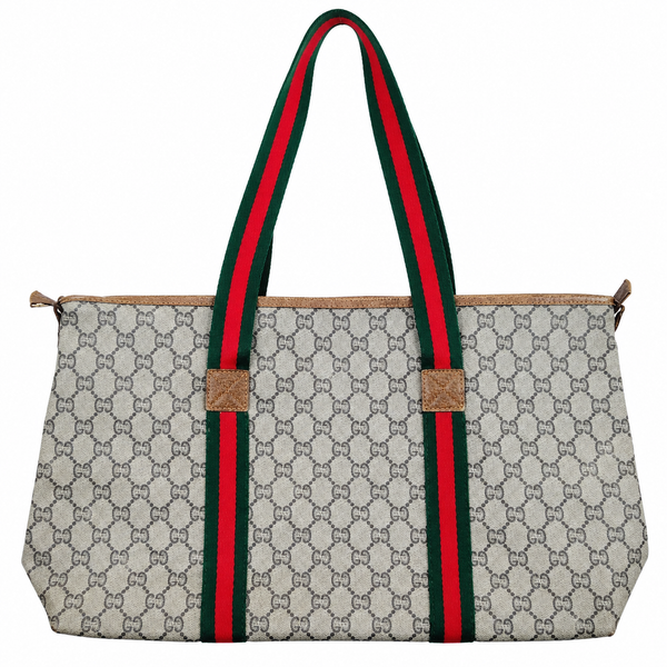 Gucci GG Plus Coated-Canvas Web-Stripe Tote