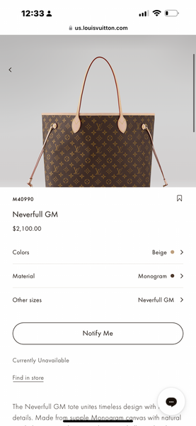 lv neverfull discontinued