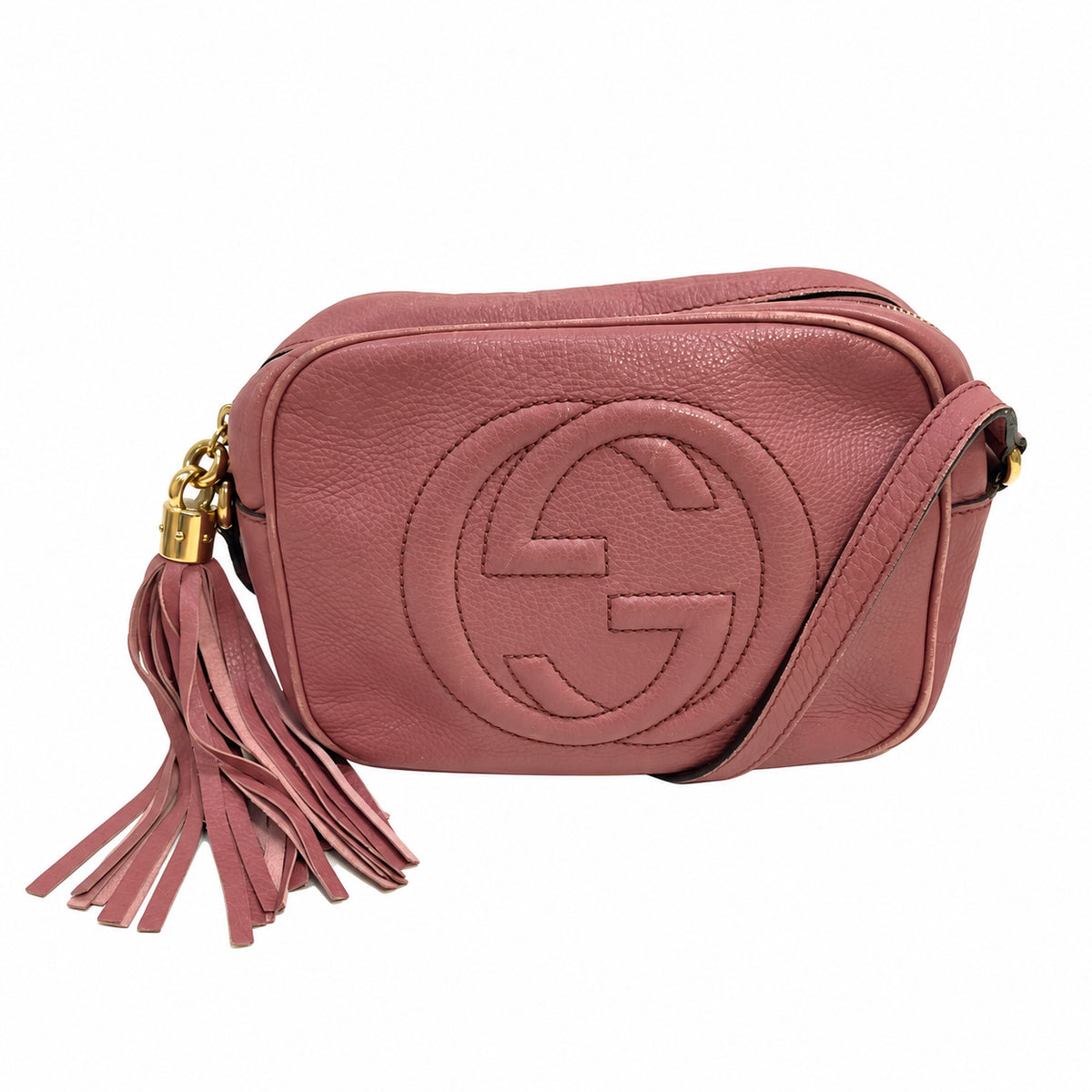 Gucci Pink Leather Tassel Crossbody Bag — product view