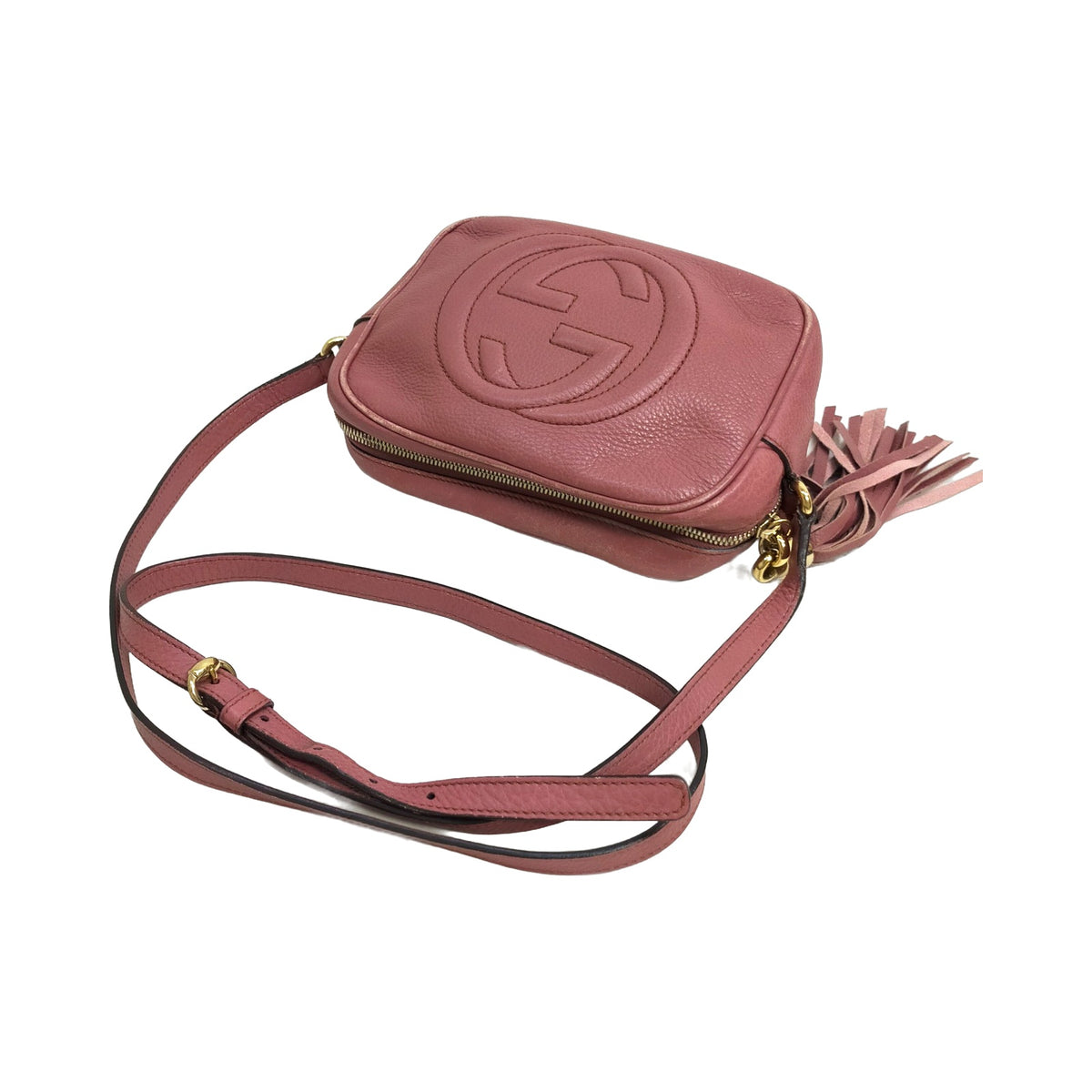 Gucci Pink Leather Tassel Crossbody Bag — detail 3