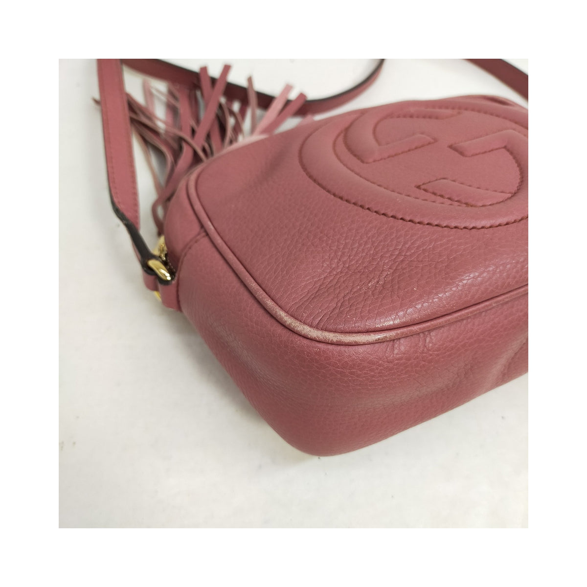 Gucci Pink Leather Tassel Crossbody Bag — detail 5