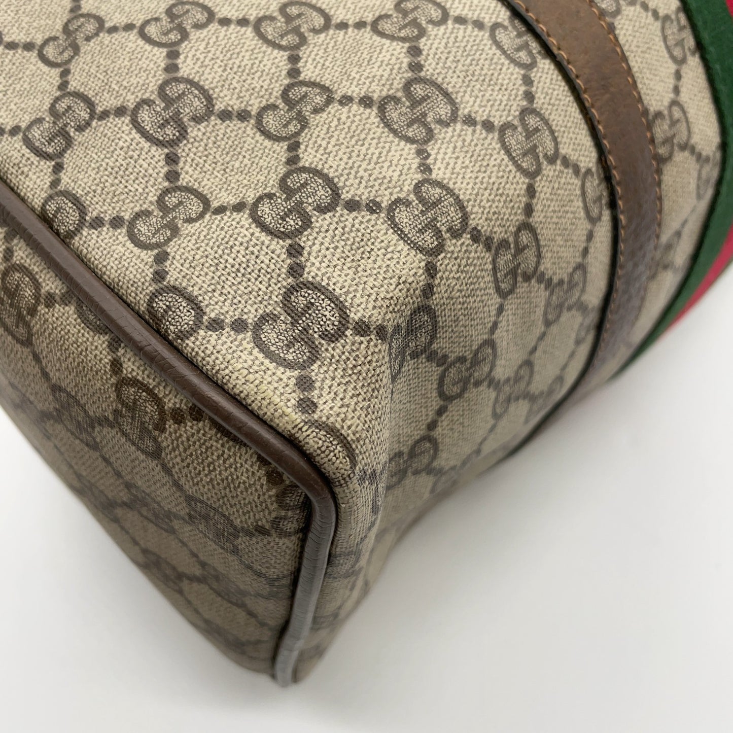 Gucci GG Supreme PVC Sherry Line Boston Bag Beige