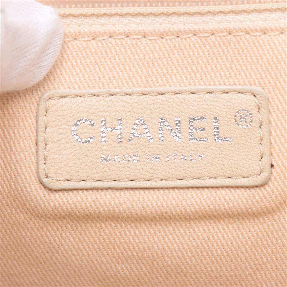 Second Hand Chanel Canvas Deauville Tote Bag Light Beige