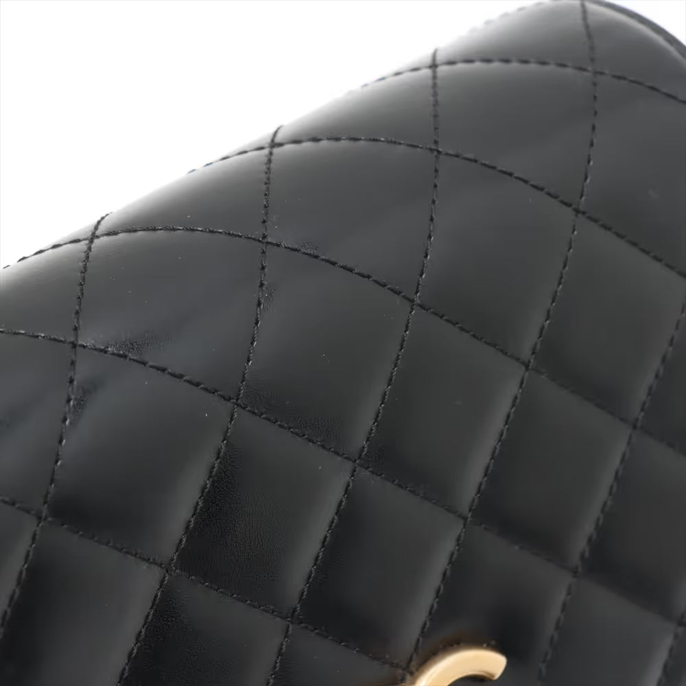 Chanel CC Logo Matelasse Leather & Suede Shoulder Bag Black